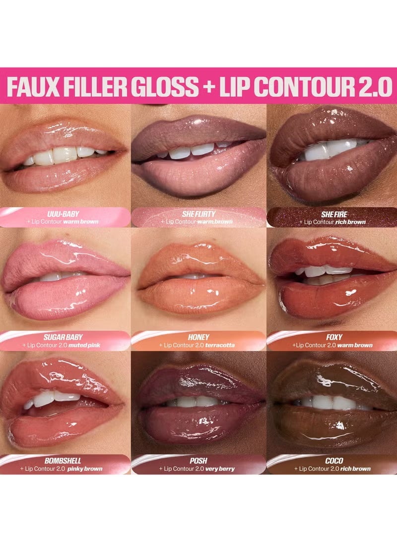 Huda Faux Filler Extra Shine Lip Gloss Bombshell - 3.9ml - Image 4